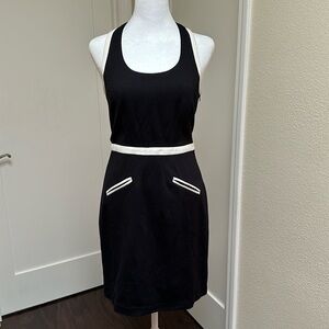 Cynthia Steffe Little Black Halter Dress w/ White Trim